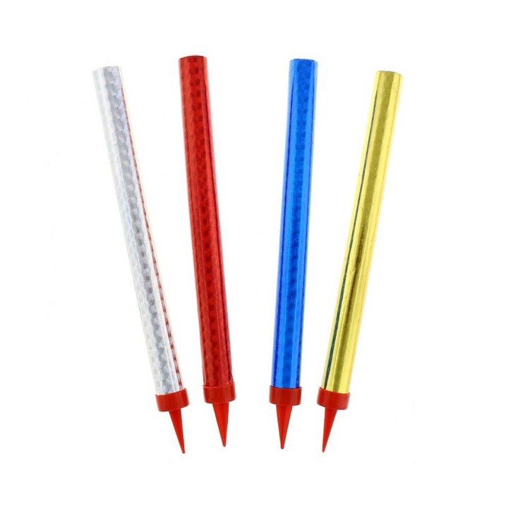 Комплект от 4 броя фойерверки за торта, височина 18 см холограм