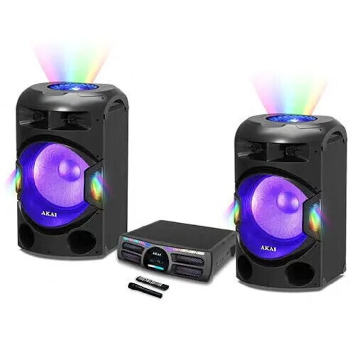 Akai аудио система, DJ Dual Y3, Bluetooth, 3 x микрофон, дистанционно управление, LED светлинни ефекти, 400 W RMS