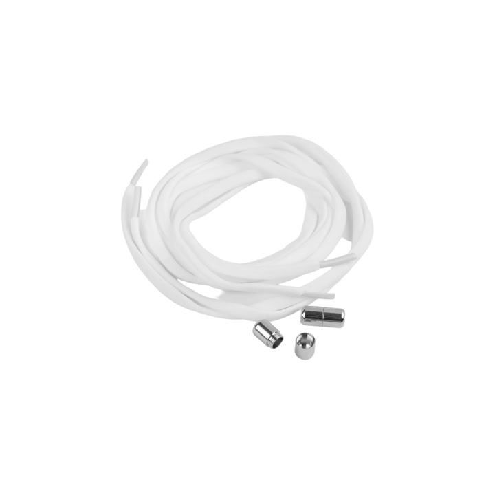 Set 2 sireturi rotunde elastice si reglabile Kyrra 0.5 x 100 cm, Alb