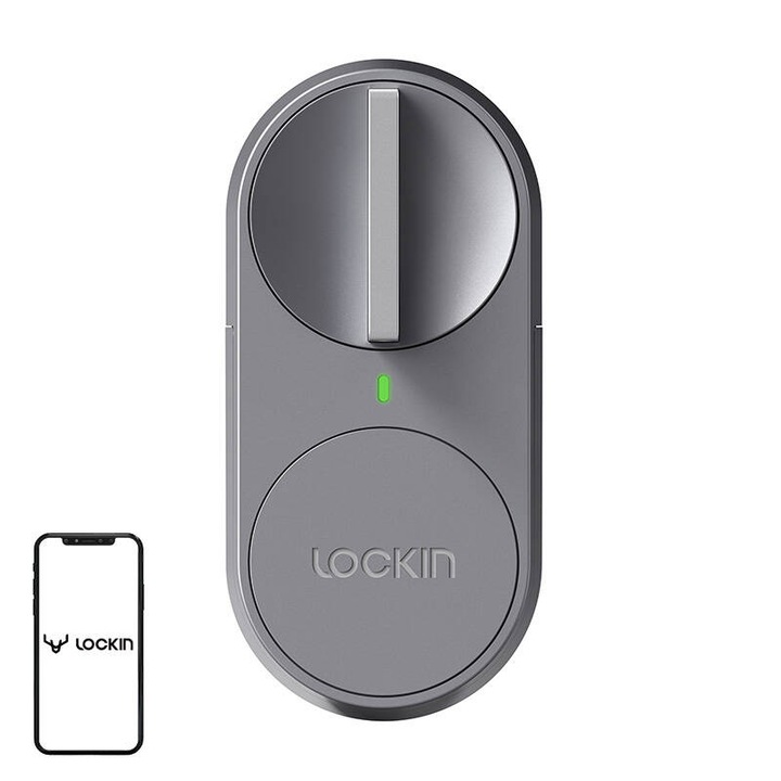 Incuietoare smart Lockin Lock G30 cu tastatura cu amprenta, aplicatie dedicata, IPX5, Hub WiFi inclus, Bluetooth, Gri