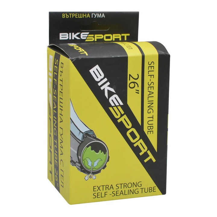 Anvelopa interioara pentru bicicleta, BIKESPORT, Cu gel, 26 x 1.95/2,125 AV