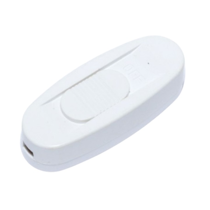 Intrerupator cu montare pe fir CE-1033, 3A, 250V, 22 x 57 x 14 mm, Alb