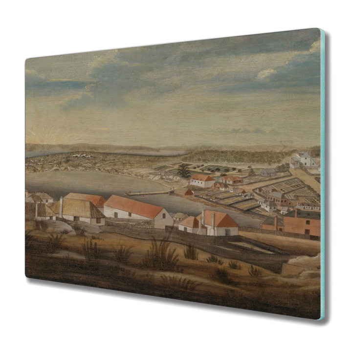 Vágódeszka, Coloray, Üveg, Négyszögletes, Sydney 1800-Ban, Bézs, 60 cm x 52 cm, 010010520040000016568