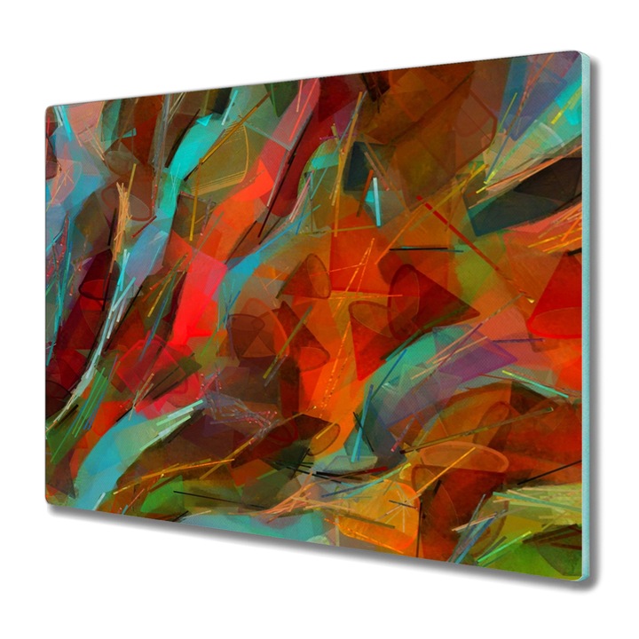 Vágódeszka, Coloray, Üveg, Négyszögletes, Festmény Absztrakt Művészet, Többszínű, 60 cm x 52 cm, 010010520040000048886