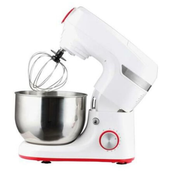 Konyhai robotgép Akai AKM500, Űrtartalom 500 g vagy 2,5 l, Maximális teljesítmény 450 W, Fehér-piros