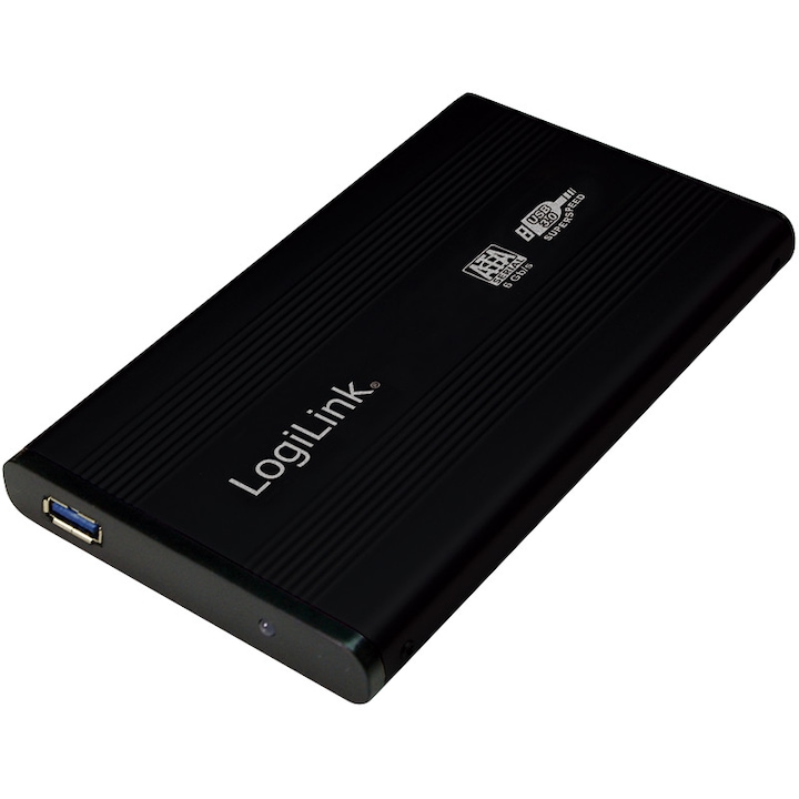 LOGILINK Szuper gyors USB 3.0 alumínium HDD ház, 2.5” SATA HDD-hez, Fekete