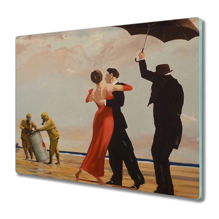 Vágódeszka, Coloray, Üveg, Négyszögletes, Vettriano Tengerparti Mentés, Barna, 60 cm x 52 cm, 010010520040000017570