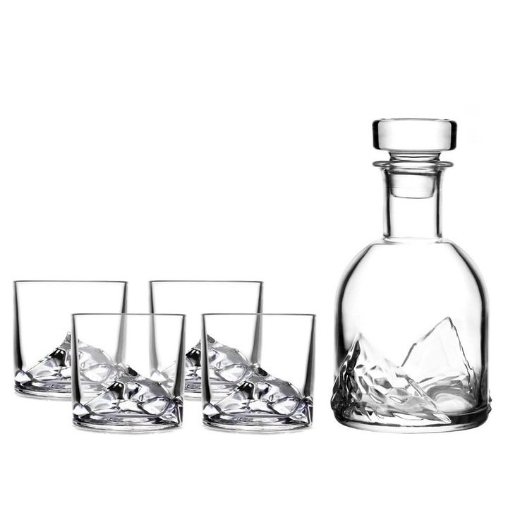 Set pahare/sticla whisky, Liiton, Cristal, Transparent, 5 buc