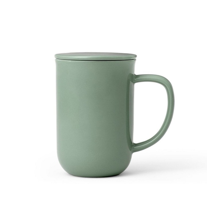 Bögre szűrővel/fedéllel, Viva, Porcelán/Rozsdamentes acél, Zöld, 500 ml