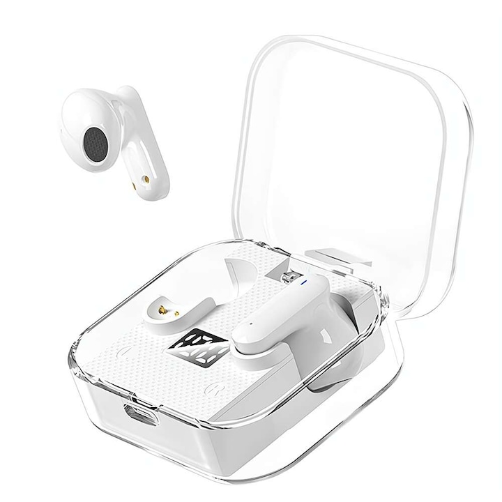 Fbirddek™ True vezeték nélküli fejhallgató LY18, aktív zajszűrés, Bluetooth 5.2, sztereó hang, HD hívás, töltőképernyő LED digitális kijelzővel, automatikus újracsatlakozás, gyors töltés, fehér
