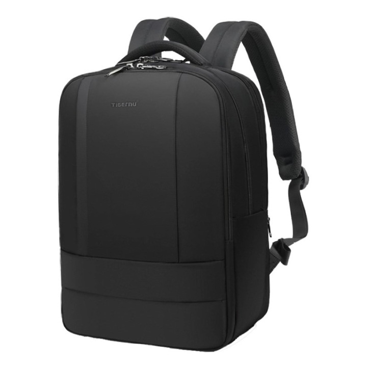 Rucsac laptop 14" smart business, impermeabil, cu orificiu pentru cabluri audio, Tigernu, 42x29x16 cm, Negru