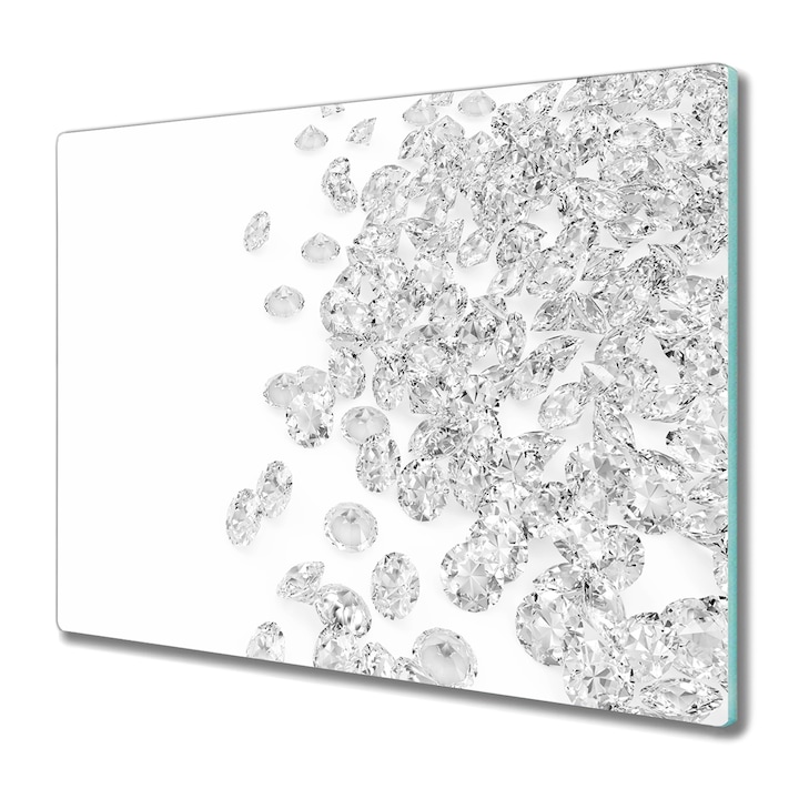 Vágódeszka, Coloray, Üveg, Négyszögletes, Festés Drágaköveket Gyémánt Art, Fehér, 60 cm x 52 cm, 010010520040000052291