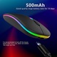 Mouse Wireless Fbirddek® 518 Bluetooth 5.1 si 2.4GHZ, 7 culori cu LED-uri, Receptor USB, Mut, 4 Butoane, Reglabil 800/1200/1600DPI, Ergonomic, Pentru laptop PC Mac, 500mAh, Iluminare RGB, Negru mat