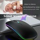 Mouse Wireless Fbirddek® 518 Bluetooth 5.1 si 2.4GHZ, 7 culori cu LED-uri, Receptor USB, Mut, 4 Butoane, Reglabil 800/1200/1600DPI, Ergonomic, Pentru laptop PC Mac, 500mAh, Iluminare RGB, Negru mat