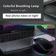 Mouse Wireless Fbirddek® 518 Bluetooth 5.1 si 2.4GHZ, 7 culori cu LED-uri, Receptor USB, Mut, 4 Butoane, Reglabil 800/1200/1600DPI, Ergonomic, Pentru laptop PC Mac, 500mAh, Iluminare RGB, Negru mat
