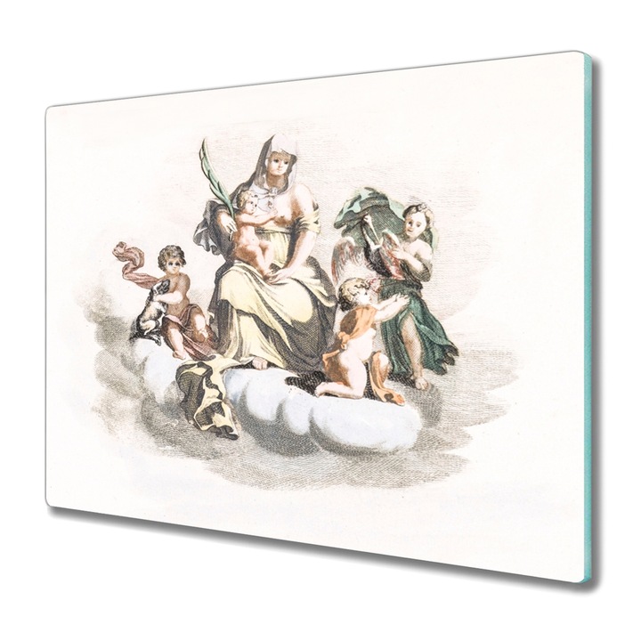 Tocator pe sticla, Coloray, Dreptunghi, Desenul De Arta Antica A Ingerului, Multicolor, 60 cm x 52 cm, 010010520040000018181