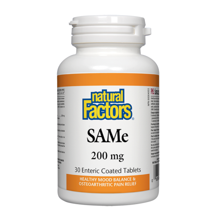 Supliment alimentar, Natural Factors, SAMe (S-Adenosil-L-Metionina), 200 mg x 30 comprimate