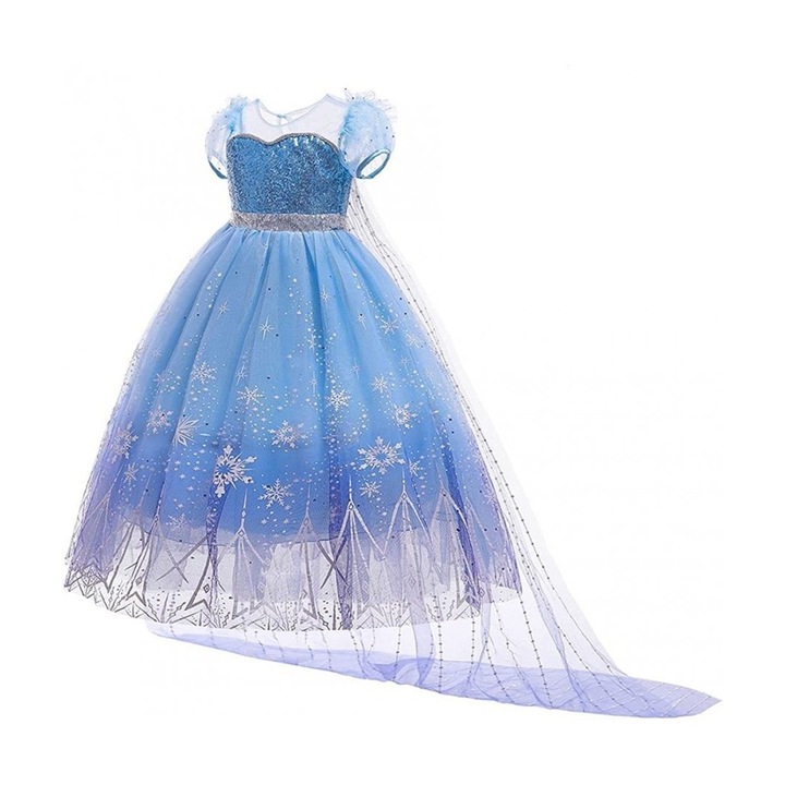 Rochita Elsa Frozen eleganta cu pelerina, albastru, 3-4 ani