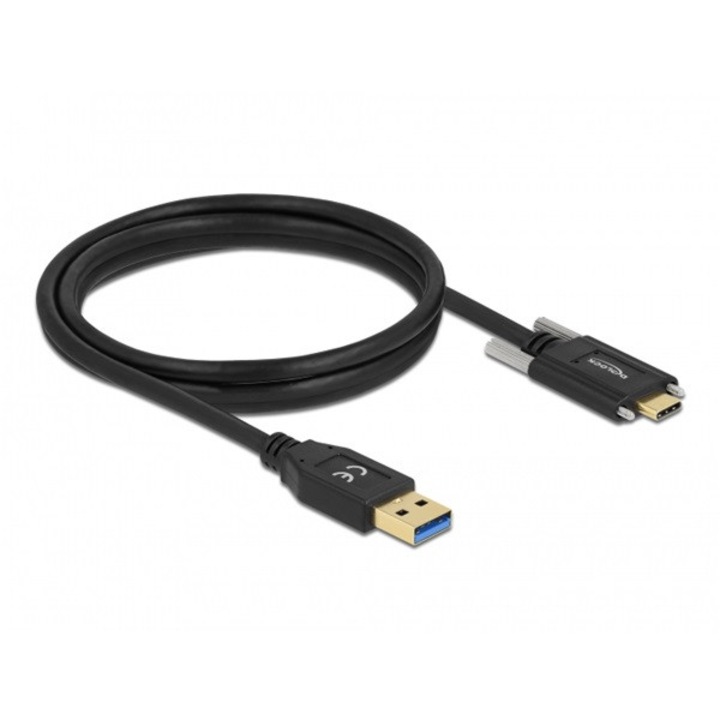 Delock 84017 1,5m SuperSpeed USB-A USB 3.2 Gen 1 apa - rögzíthető USB-C apa kábel