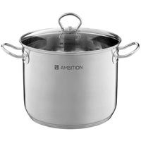 Oala inalta cu capac sticla Ambition Acero, inox, 32 cm, 19 L
