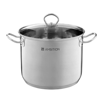 Oala inalta cu capac sticla Ambition Acero, inox, 34 cm, 22.3 L
