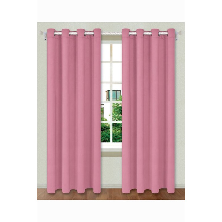 Draperie black out, roz cald, cu inele 140*260 - eMAG.ro