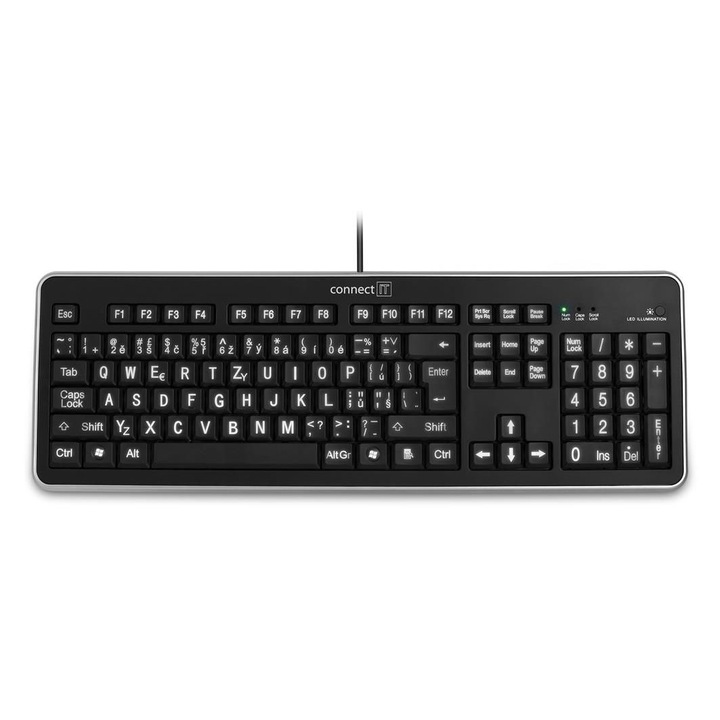 Tastatura Connect IT CI-71 USB, Retroiluminata, Neagra, CZ