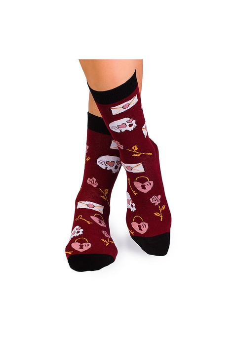 Sosete bumbac Colour Cotton Socks ST VALENTINE'S DAY Bordeaux