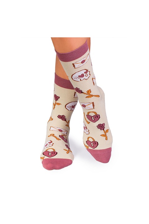 Sosete bumbac Colour Cotton Socks ST VALENTINE'S DAY Ecru