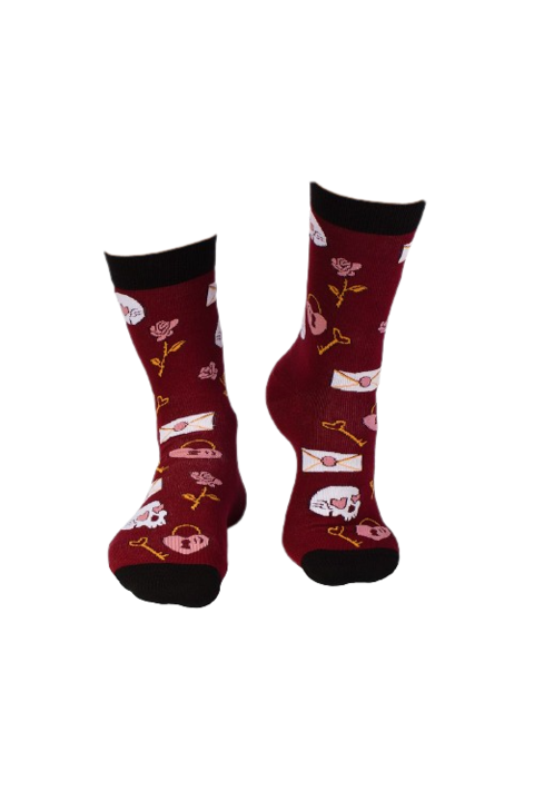 Памучни чорапи Цветни памучни чорапи СВЕТИ ВАЛЕНТИН Бордо