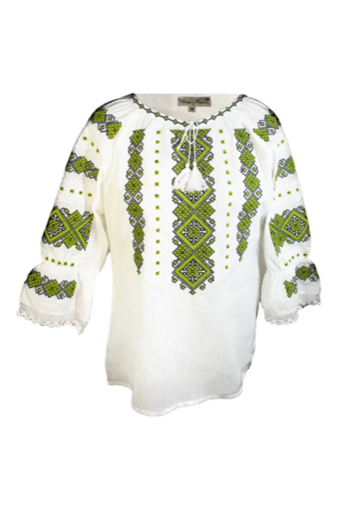 Bluza tip ie dama R46, Alb/Verde