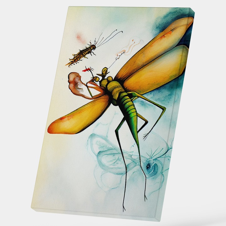 Vászonfestmény Óriás repülő szúnyog, Kis lények, Kék ég, Részletrajz, 25x40 cm, Többszínű