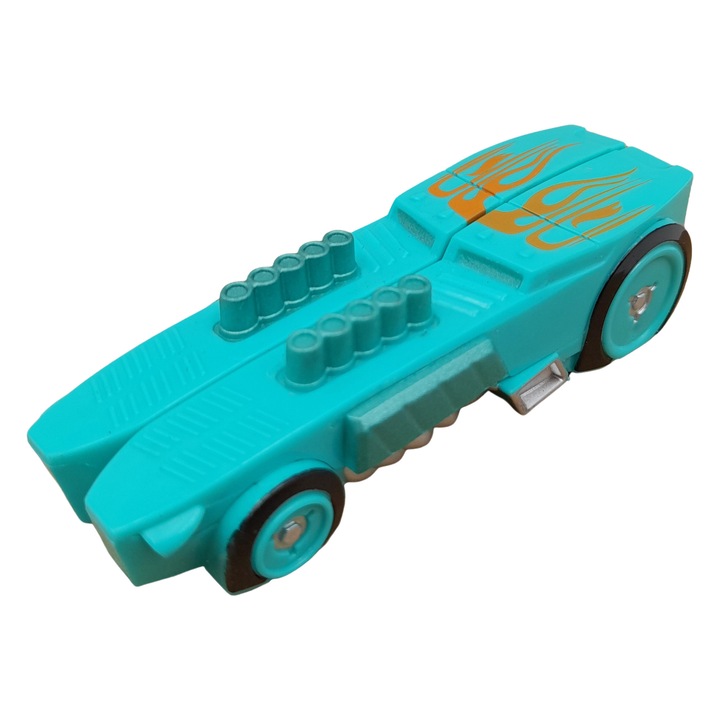 Masinuta dubla care se separa Depox, Split Speeders, Steam Power, plastic, cu magnet, 9.5 cm, turcoaz