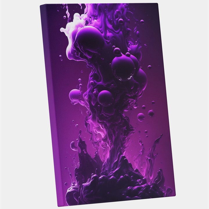 Tablou Canvas Cu Explozie Lichid Mov, Buile, Explozie Chimica, Arta Detalilor, 25x40 cm, Multicolor