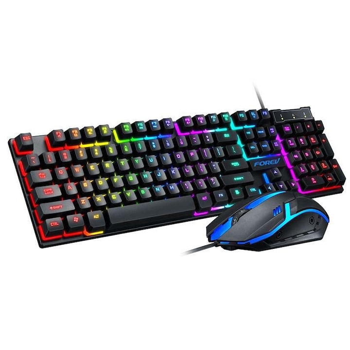 Kit Gaming, NAXSIR, Tastatura, Mouse, RGB, Negru