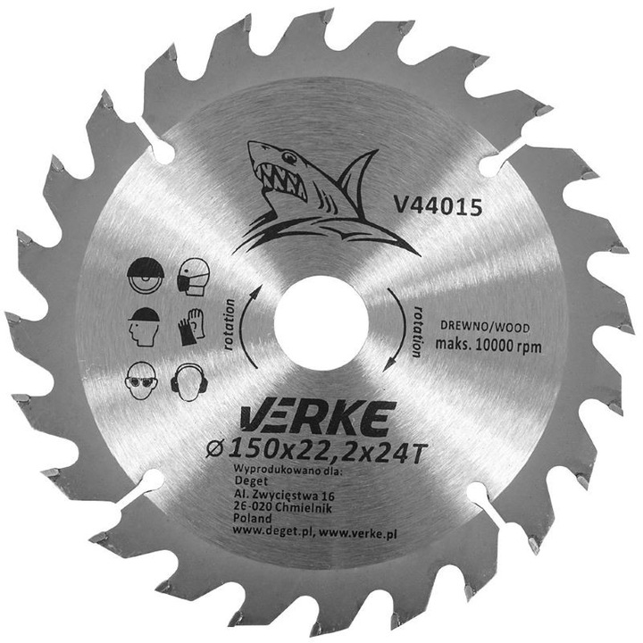Disc de taiere lemn cu vidia, Verke, 24 dinti, 150x22,2 mm