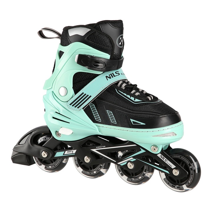 Регулируеми ролкови кънки с LED за деца Abec-7 Nils Extreme Turquoise L 39-42
