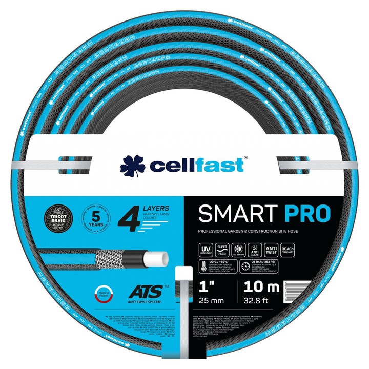 Smart Pro ATS kerti tömlő, 4 rétegű, 1", 10m