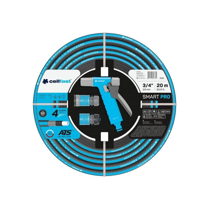 CELLFAST SMART PRO ATS 4 rétegű locsolótömlő SZETT 3/4″ 20m