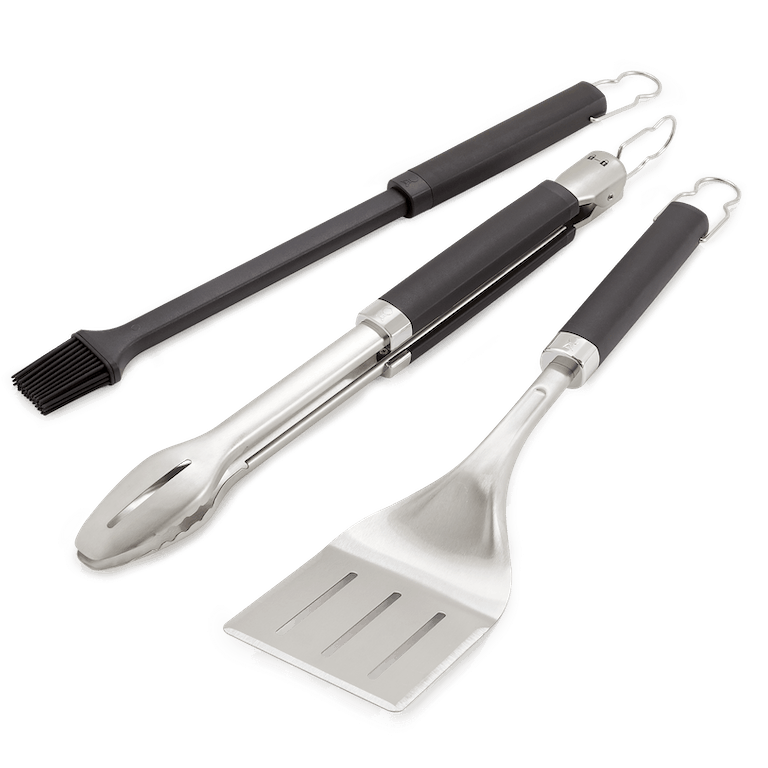 Set 3 ustensile gratar Precision Weber, cleste, spatula si pensula silicon