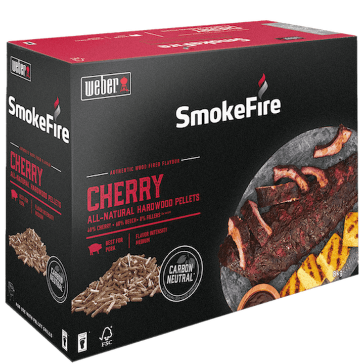 Peleti din lemn de cires pentru afumare Cherry Weber, 8 Kg