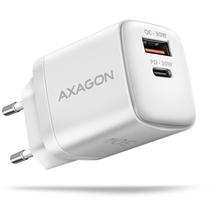 Incarcator retea AXAGON ACU-PQ30W, PD 3.0, QC 4+, 1x USB-C, 1x USB-A, 30 W, alb
