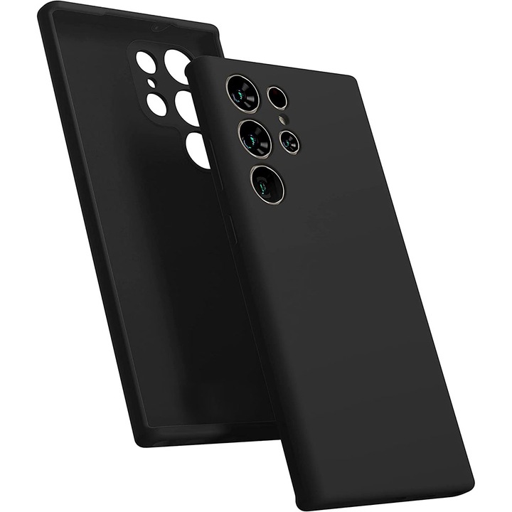 Védőburkolat, bársony belső, Samsung Galaxy S23 Ultra kompatibilis, FONIX BloomShield, szilikon, emelt élek, vékony, fekete