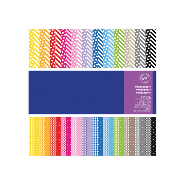 24 db scrapbooking papír készlet - szövet, sokszínű, 305 x 305 mm