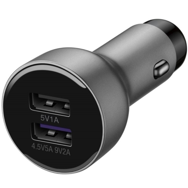 Incarcator auto Huawei SuperCharge, Dual USB, cablu incarcare USB Type-C, Negru