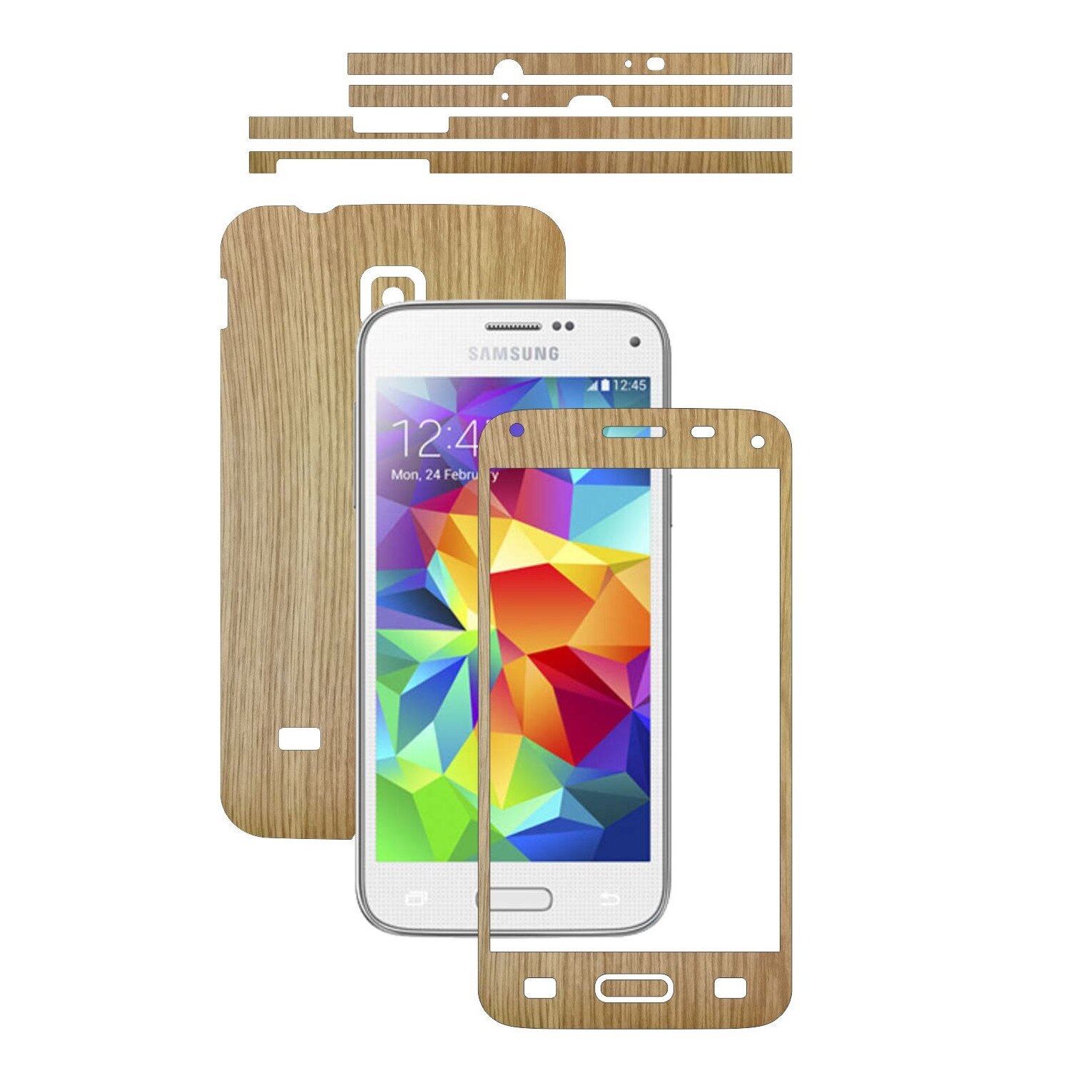 Folie de protectie Carbon Skinz, Husa de tip Skin Adeziv pentru Carcasa, Lemn Stejar dedicata Samsung Galaxy S5 Mini