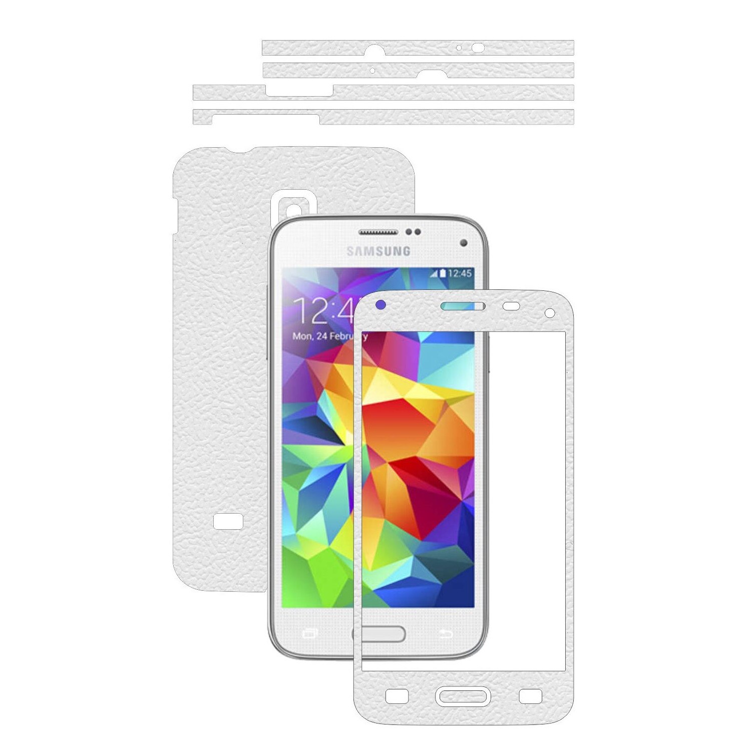 Folie de protectie Carbon Skinz, Husa de tip Skin Adeziv pentru Carcasa, Piele Alba dedicata Samsung Galaxy S5 Mini