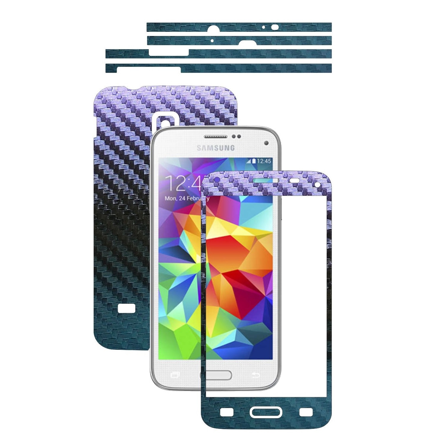 Folie de protectie Carbon Skinz, Husa de tip Skin Adeziv pentru Carcasa, Carbon Cameleon dedicata Samsung Galaxy S5 Mini