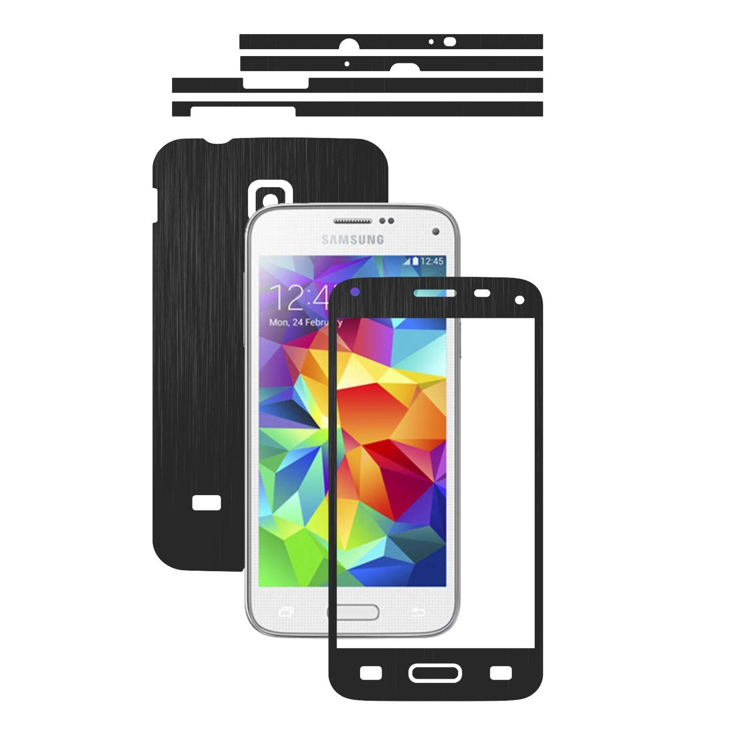 Folie de protectie Carbon Skinz, Husa de tip Skin Adeziv pentru Carcasa, Brushed Negru dedicata Samsung Galaxy S5 Mini