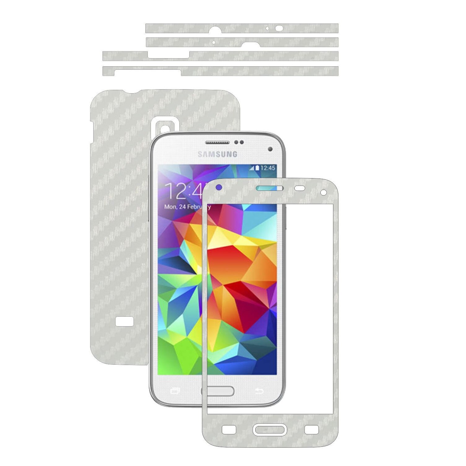 Folie de protectie Carbon Skinz, Husa de tip Skin Adeziv pentru Carcasa, Carbon Alb dedicata Samsung Galaxy S5 Mini